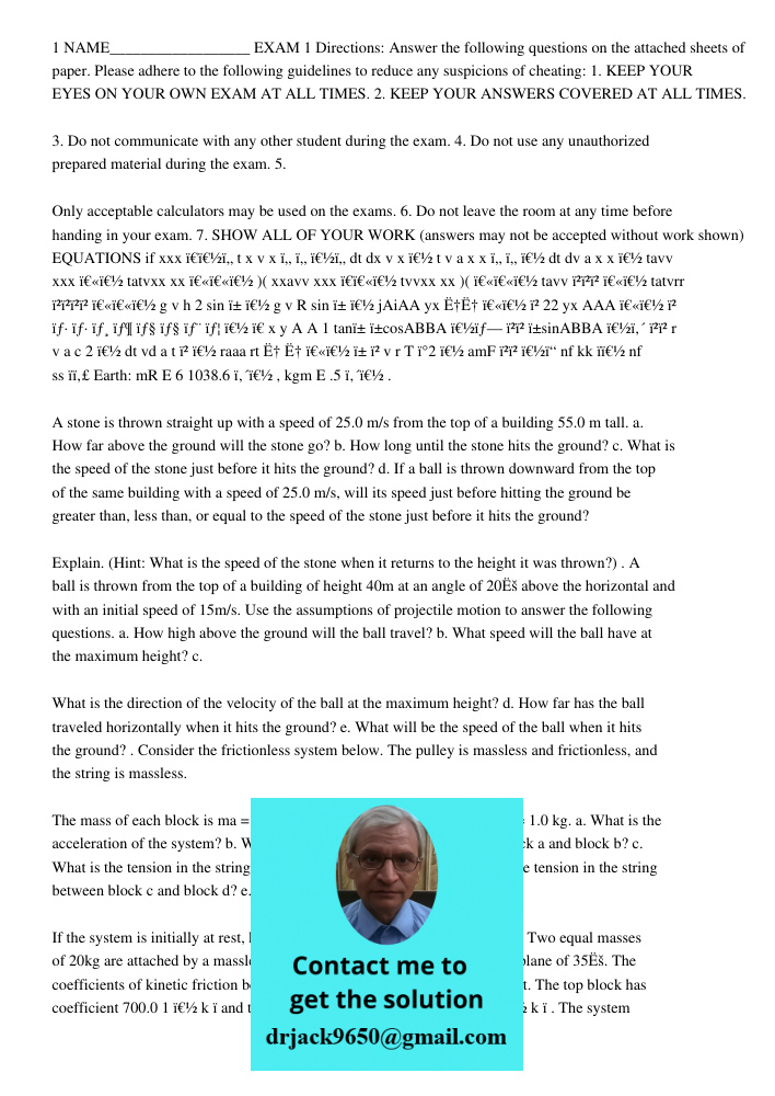 1 NAME__________________ EXAM 1 Directions: Answer the following questions on the attached sheets of paper. Please adhere to the following guidelines to reduce any suspicions of cheating: 1. KEEP YOUR EYES ON YOUR OWN EX