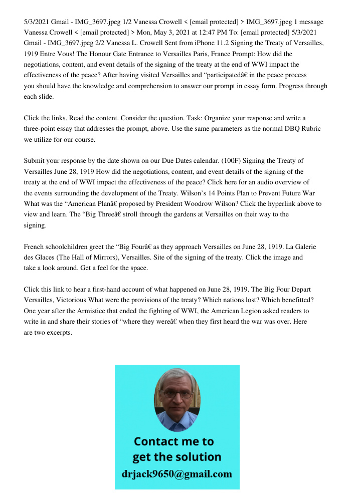 5/3/2021 Gmail - IMG_3697.jpeg 1/2 Vanessa Crowell &lt; [email protected] &gt; IMG_3697.jpeg 1 message Vanessa Crowell &lt; [email protected] &gt; Mon, May 3, 2021 at 12:47 PM To: [email protected] 5/3/2021 Gmail - IMG_3