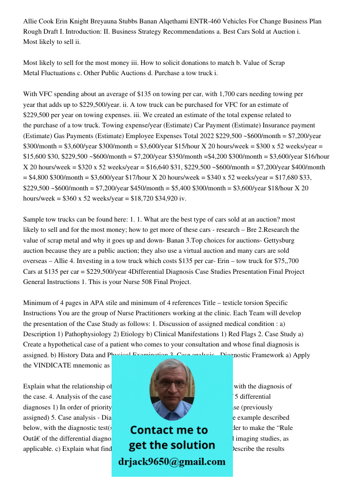Allie Cook Erin Knight Breyauna Stubbs Banan Alqethami ENTR-460 Vehicles For Change Business Plan Rough Draft I. Introduction: II. Business Strategy Recommendations a. Best Cars Sold at Auction i. Most likely to sell ii.