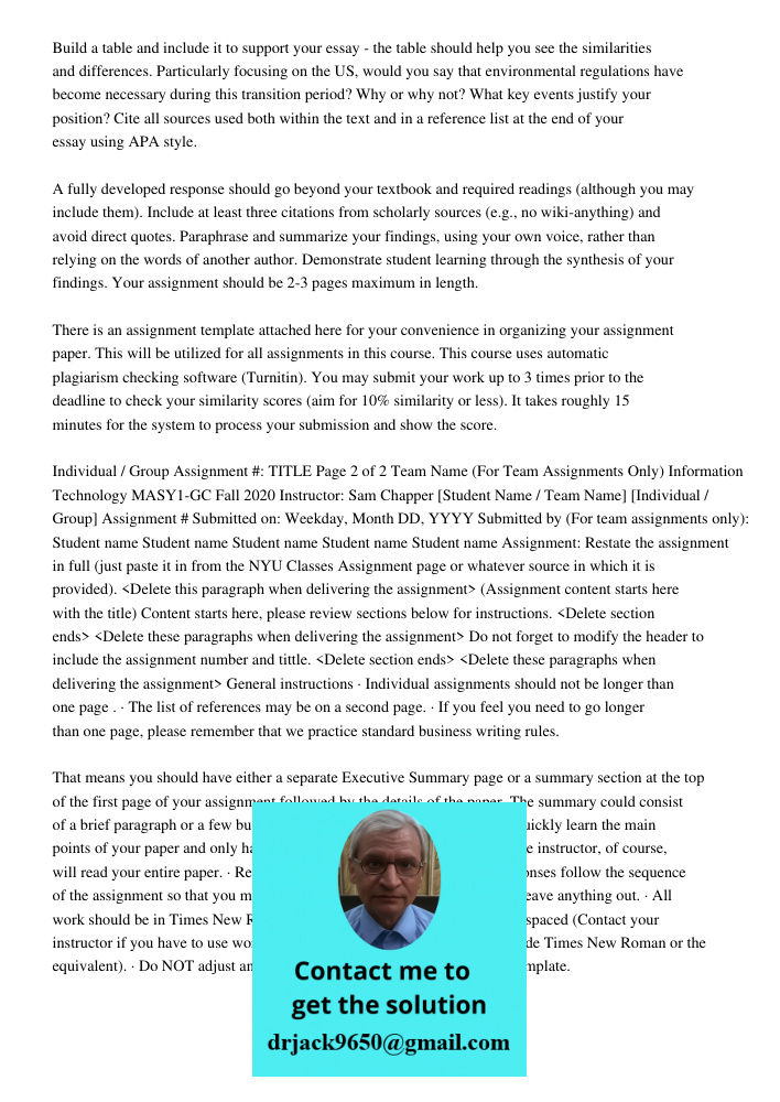 Build a table and include it to support your essay - the table should help you see the similarities and differences. Particularly focusing on the US, would you say that environmental regulations have become necessary dur