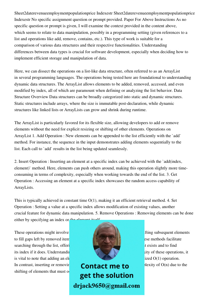 No specific assignment question or prompt provided. Paper For Above Instructions As no specific question or prompt is given, I will examine the context provided in the content above, which seems to relate to data manipul