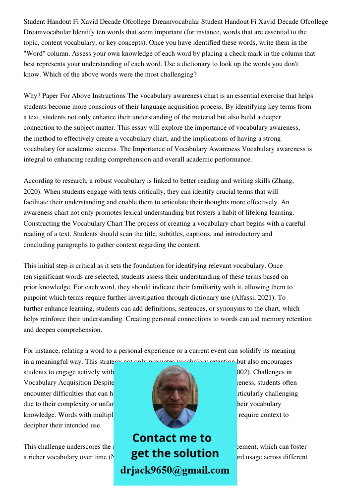 Identify ten words that seem important (for instance, words that are essential to the topic, content vocabulary, or key concepts). Once you have identified these words, write them in the "Word" column. Assess your own kn