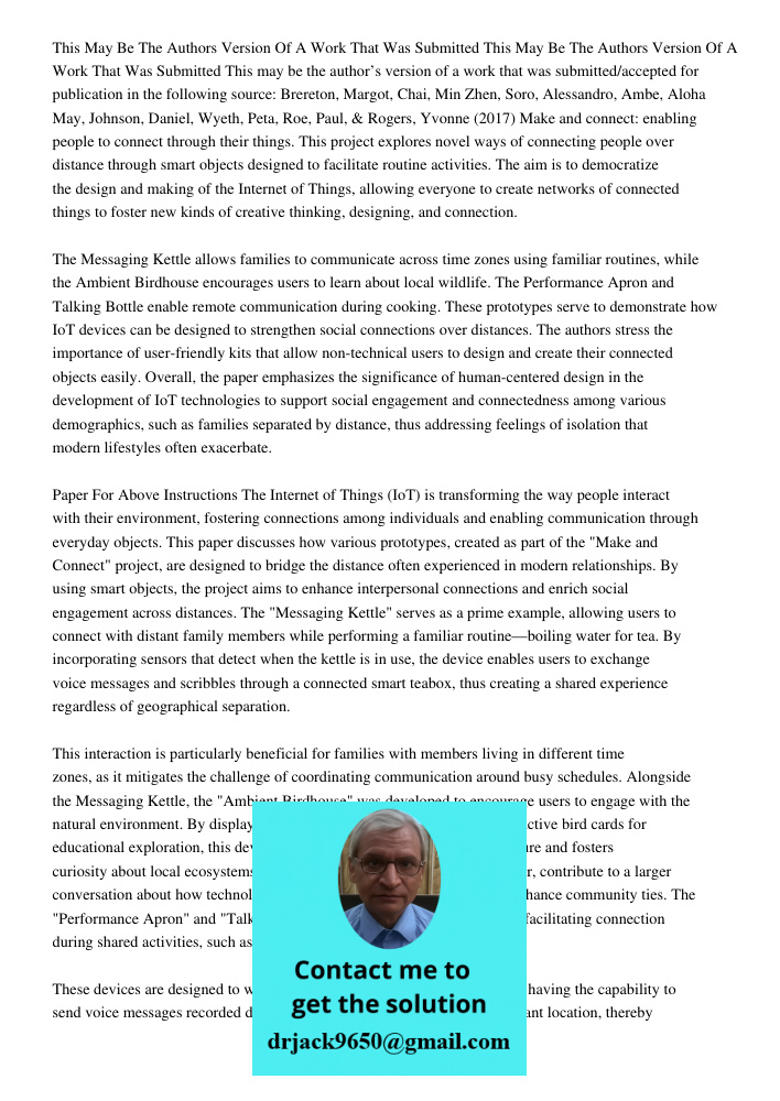 This may be the author’s version of a work that was submitted/accepted for publication in the following source: Brereton, Margot, Chai, Min Zhen, Soro, Alessandro, Ambe, Aloha May, Johnson, Daniel, Wyeth, Peta, Roe, Paul