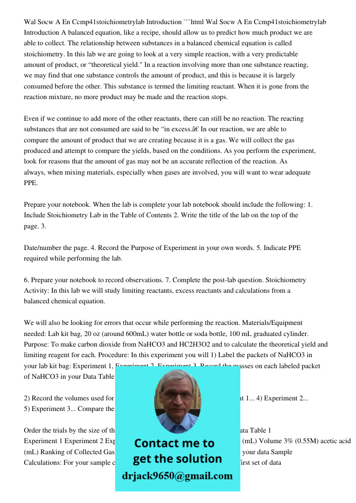 ```html A balanced equation, like a recipe, should allow us to predict how much product we are able to collect. The relationship between substances in a balanced chemical equation is called stoichiometry. In this lab we 