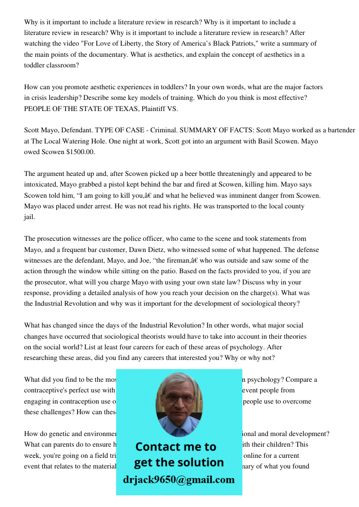 Why is it important to include a literature review in research? After watching the video "For Love of Liberty, the Story of America’s Black Patriots," write a summary of the main points of the documentary. What is aesthe